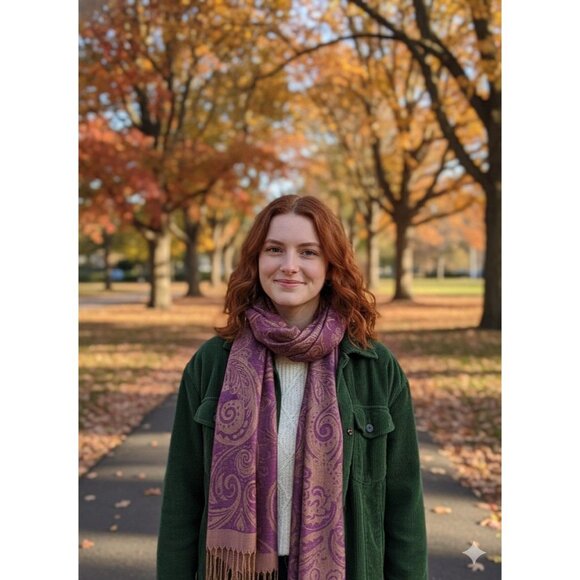 Paisley Shawl Scarf Wrap Maroon Gold Fringe - Picture 1 of 4